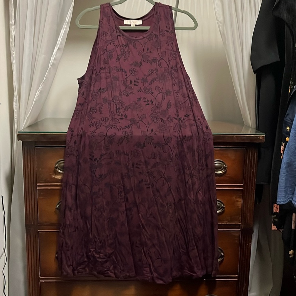Loft Large Purple and Black Floral Sleeveless Dress